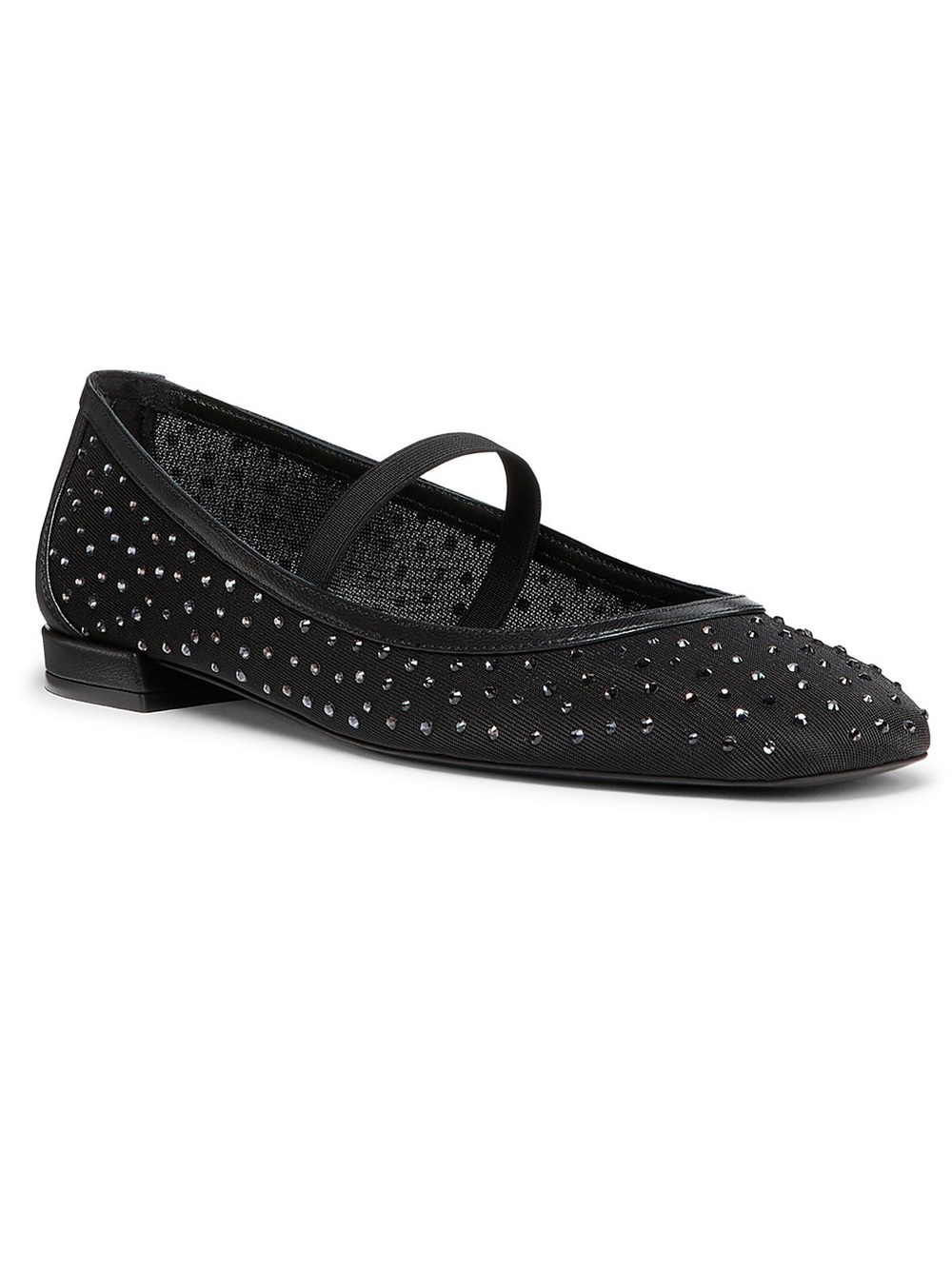 Stuart Weitzman Arabella Mesh Mary Jane Embellished Ballet Flats